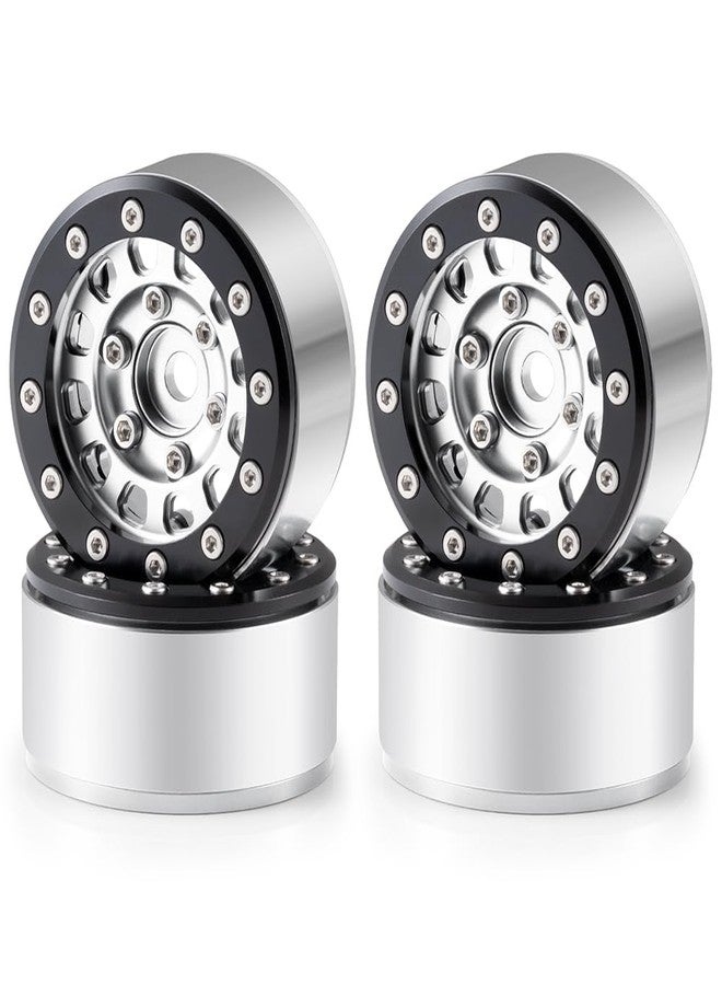 عجلات MORLORDY RC مقاس 1.55 بوصة، عجلات ألومنيوم عتيقة الطراز لسيارات التحكم عن بعد بمقياس 1/18 Axial UTB18 و 1/10 AX90069 D90 TF2 CC01، قطع غيار ترقية (فضي) - Image 1